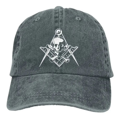 Masonic Skull Crossed Bones Master Mason Shriner Scottish Rite F A M Washed Denim Baseball Cap Trucker Hats Headwear
