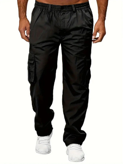 Men's Cargo Pants Sweatpants Outdoor Loose Straight Long Trousers Summer Casual Multi-Pocket Durable Workwear Male Trousers