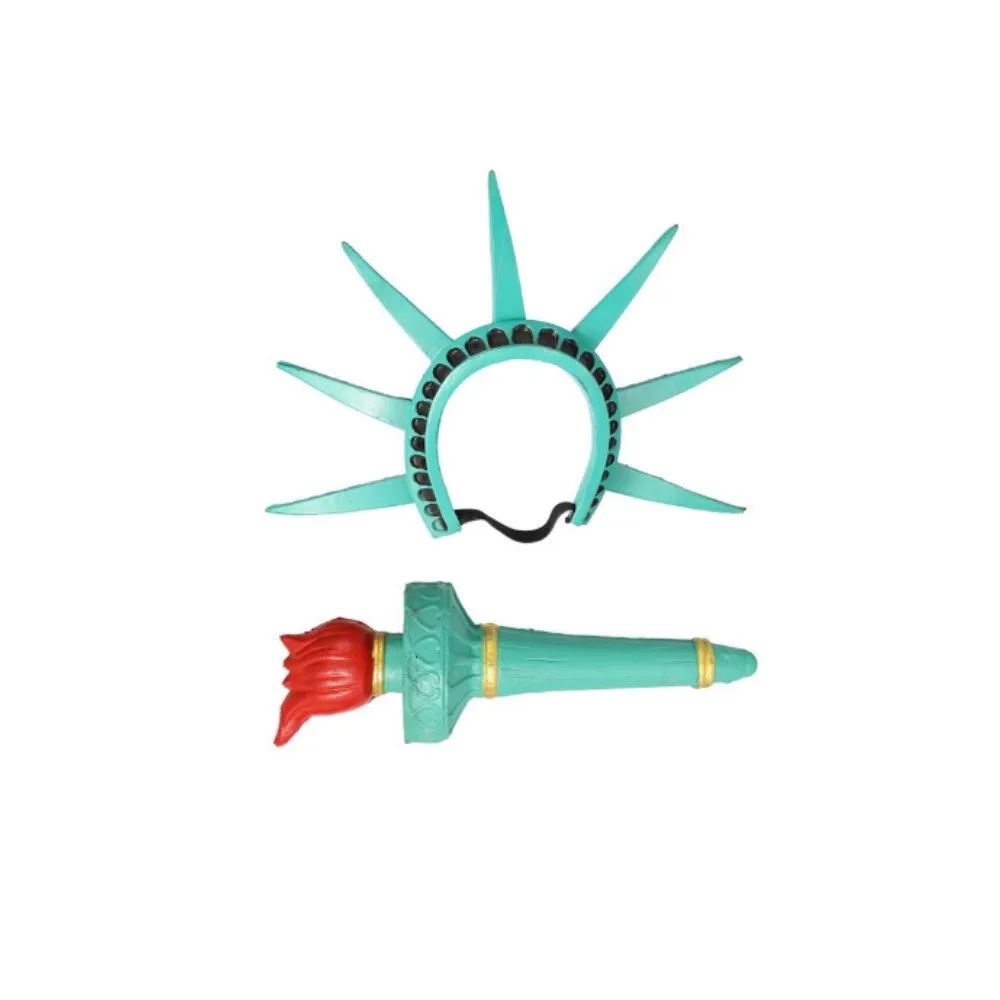 Statue of Liberty Cosplay Adult Lady Liberty Costume Green Women Patriotic Collection Halloween Party Fancy Dress Headwear suit