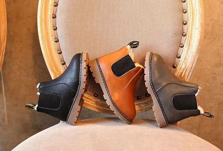 Children's Boots for Boys Girls Toddlers Little Kids Fashion Classic Ankle Boots Warm Rubber Chelsea Boots British Style 21-36