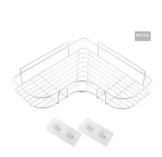 Prateleira de banheiro de ferro forjado estilo japonês, rack de armazenamento de gel de banho montado na parede, suporte de higiene pessoal sem furos para toalete