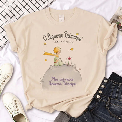 The Little Prince Print Tee Women T-shirts Harajuku Tshirt Girl 2000s Clothing kawaii Print T Shirt For Women