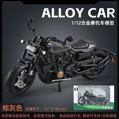 1:12 Harley SPORTSTER S Moto Alta Simulação Liga de Metal Fundido Modelo de carro Luz e Som Ornamentos Essenciais