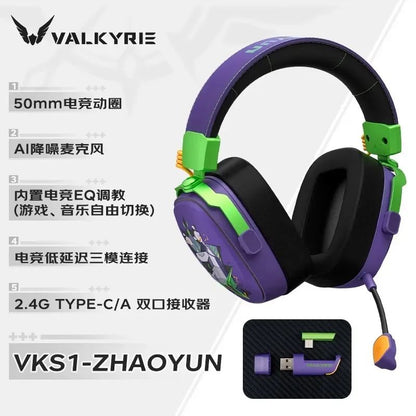 VALKYRIE VK S1 Fones de Ouvido Gamer Sem Fio 3 Modos Bluetooth HiFi Driver Dinâmico de 50mm Grande Baixa Latência Chip Esports Fones de Ouvido Personalizados