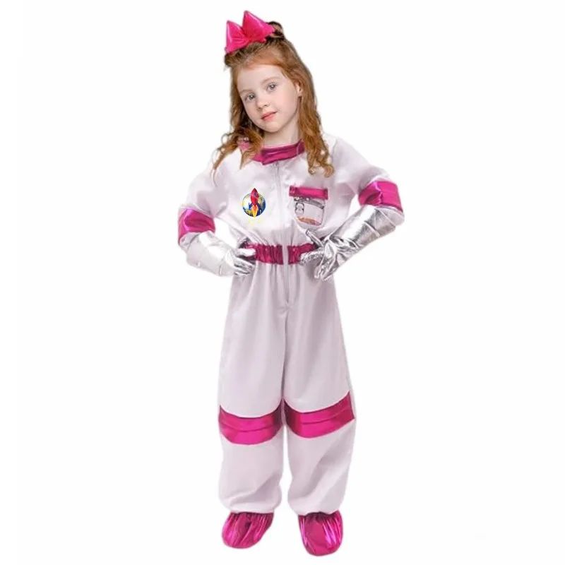 Halloween Astronaut Cosplay Costume Kids Boy Girl Jumpsuit Cartoon Space Party Spaceman Outfit White Spacesuit Bodysuit Clothing