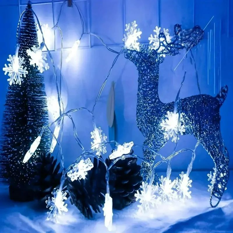 1pc LED Christmas Snowflake String Light Indoor Hanging Decorative Light Fairy Atmosphere Lamp for Wedding Party Battery Box/USB