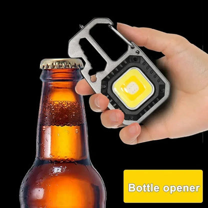 Mini LED Portable Keychain Flashlight Outdoor COB Work Light Emergency Lighting With Window Hammer Bottle Opener Lamp Camping