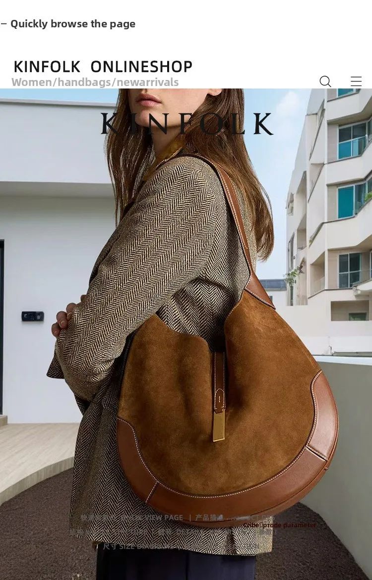 New Fashionable Women's Underarm Bag, Leather Riding Style Brown/Black Crossbody Bag Crescent Bag Travel Bag