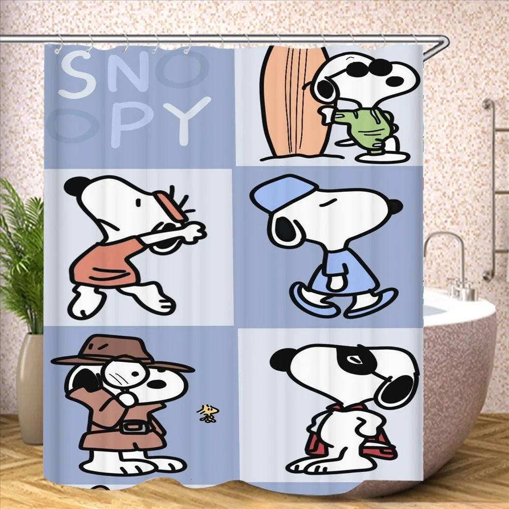 Snoopy Bathroom Decorations and Accessories Curtains for Shower Bath Curtain Sets Full Set Anime 120x180cm