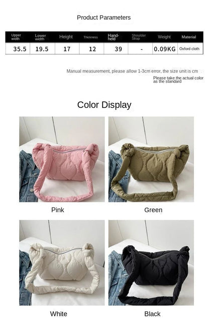 Puffer Shoulder Bag for Women Soft Down Cotton Padded Tote Handbag Purse Quilted Cross Body Bag Solid Color Bubbles Cloud Bag