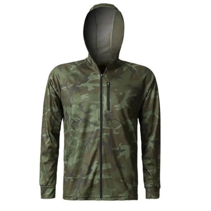 Novo Estilo Masculino Roupa de Pesca Secagem Rápida Proteção Solar Camisas de Pesca Leve Manga Longa Camisa de Pesca com Capuz e Zíper