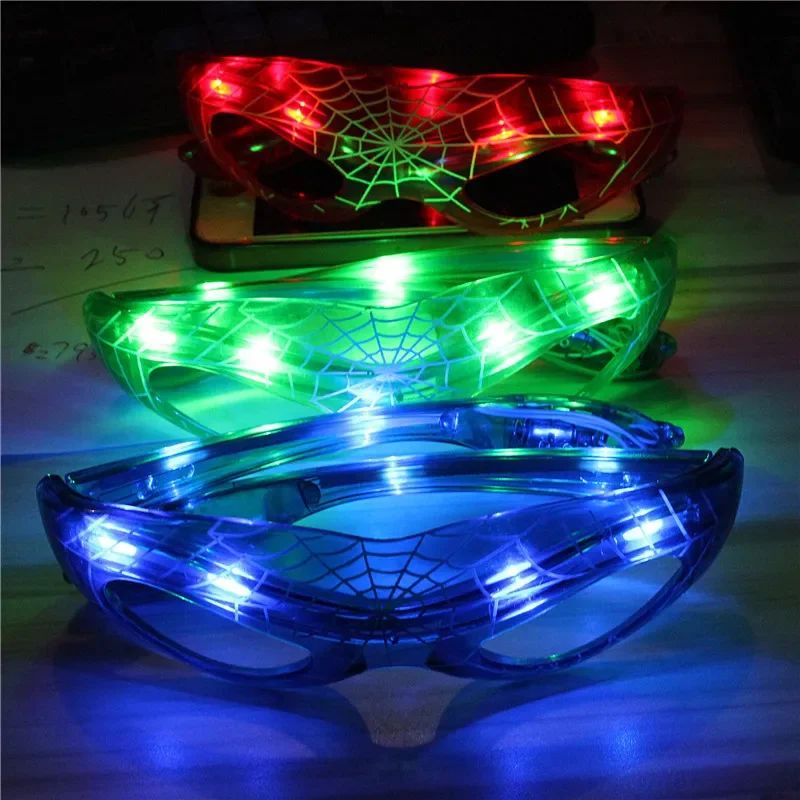 Disney Spiderman Glowing Glasses Marvel Anime Figure LED Flashing Glasses Sunglasses Cartoon Children's Party Toys Boys Gifts