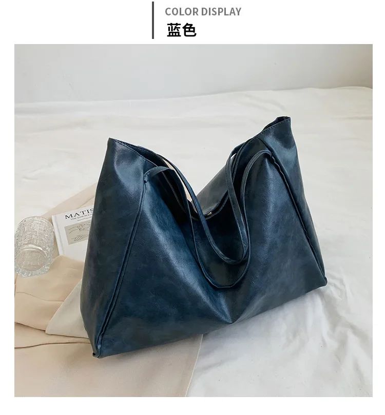 Large women's bag Fashion Underarm Pouch Large Capacity Soft Pu Leather Shoulder Bag Retro Crossbody Bag Casual Portable Bucket