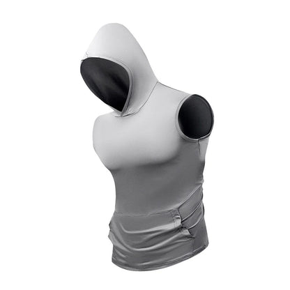 Men's Casual Hooded Sleeveless Vest Summer Breathable Lightweight T Shirt Gym Running Training Bodybuilding Undershirts T-Shirt
