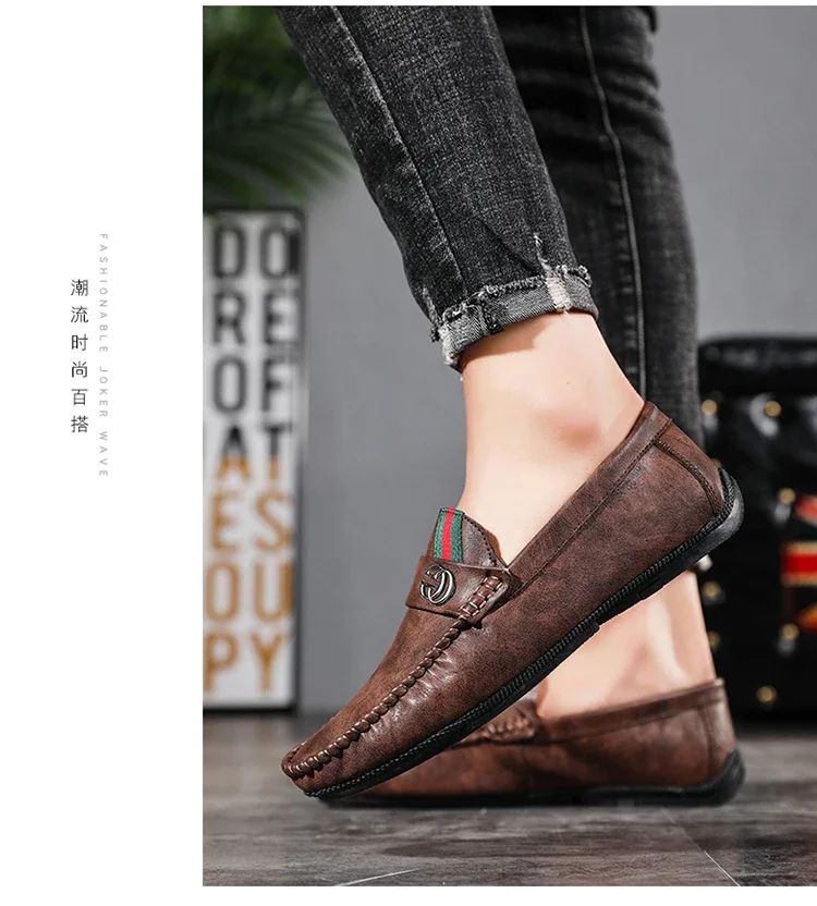 Men Driving Shoe Leather High Quality Breathable Slip on Men Casual Shoes Comfortable Light Men Loafers Formal Men Dress Shoes