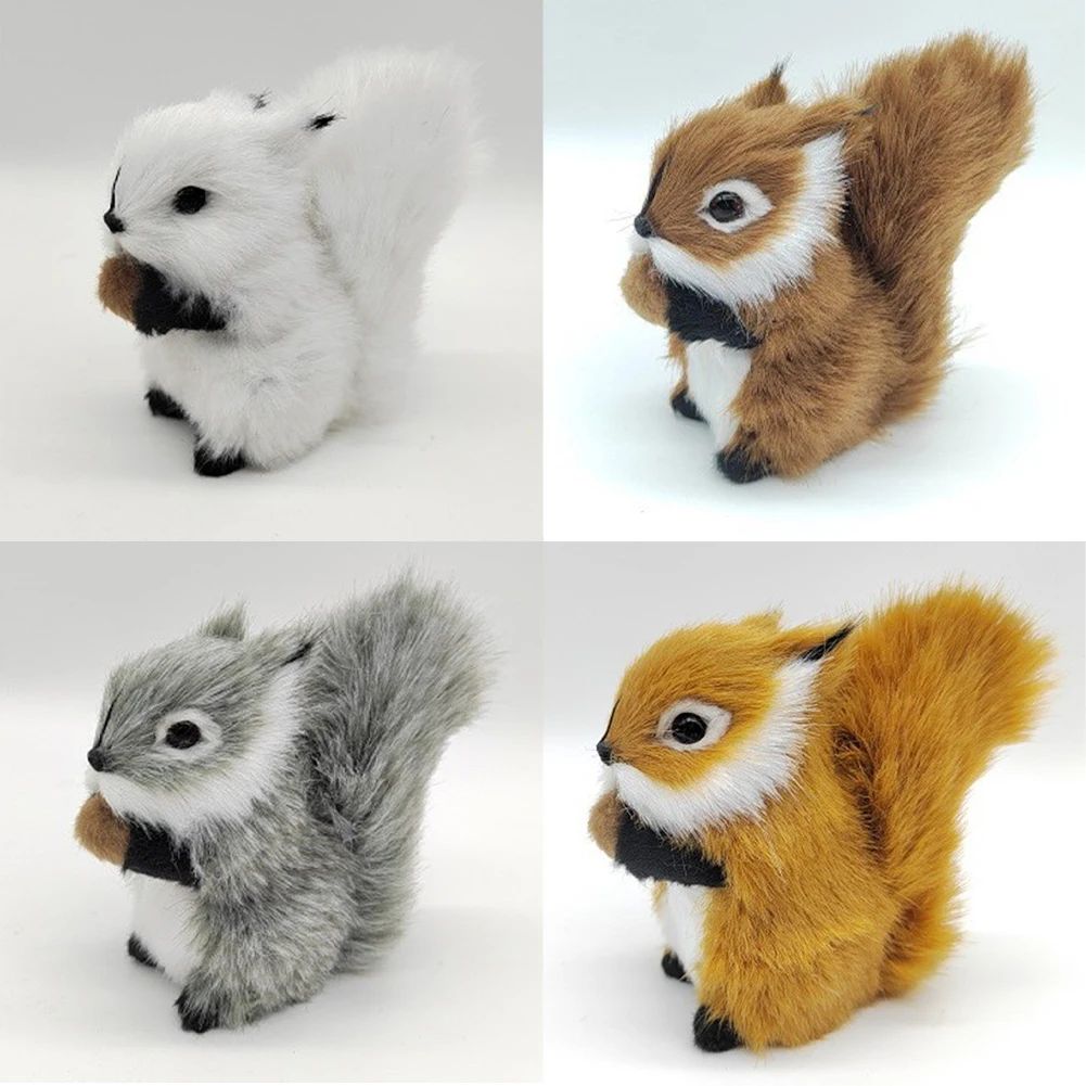 Simulation Squirrel Animal Figurines Christmas Artificial Squirrel Ornament Christmas New Year Party Desktop Decoration