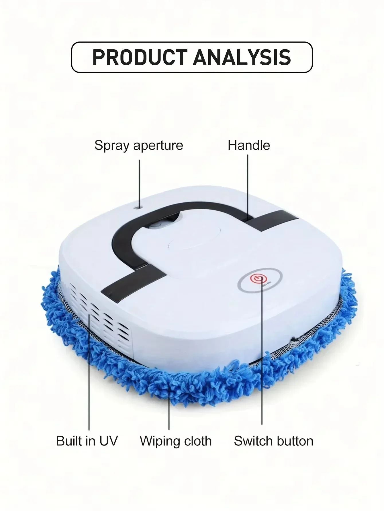 Smart Robot Vacuum & Mop Combo, Self-Charging, USB Rechargeable, Pet Hair Removal,Anti-Crash,Quiet Cleaning for Home & Apartment