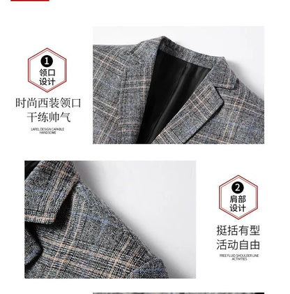 2024 New Spring Autumn Blazers Men Slim Fit British Plaid Formal Suits Male Jackets Party Wedding Business Casual Blazers Men