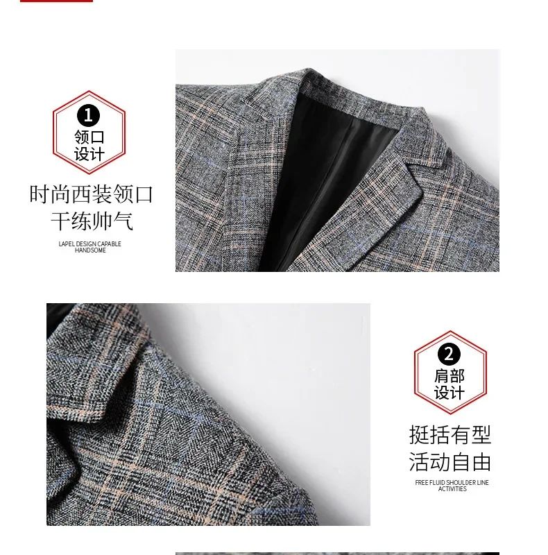 2024 New Spring Autumn Blazers Men Slim Fit British Plaid Formal Suits Male Jackets Party Wedding Business Casual Blazers Men