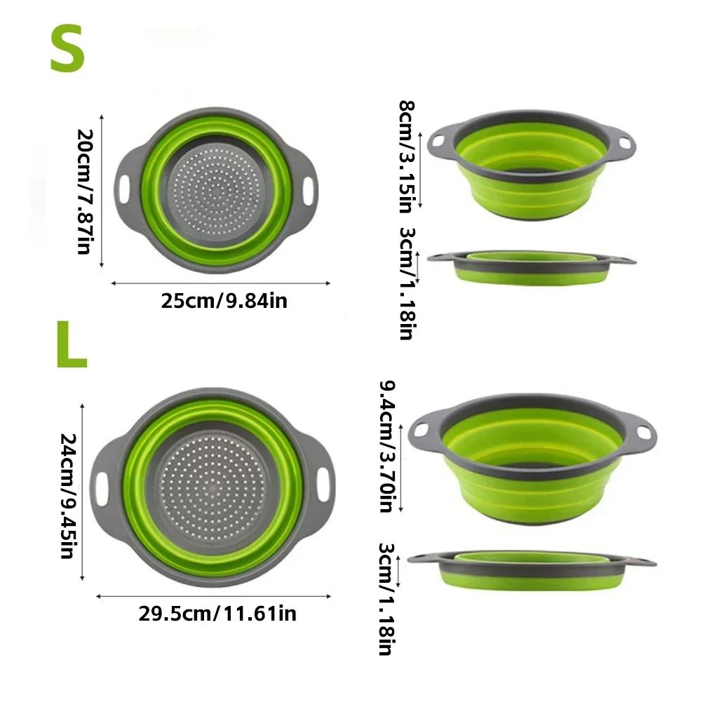 Cesto de Drenagem Dobrável de Silicone Cesto de Lavar Frutas e Vegetais Coador Dobrável Escorredor Dobrável Ferramenta de Armazenamento de Cozinha