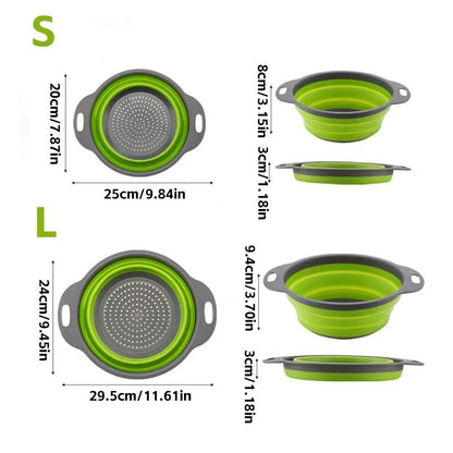 Cesto de Drenagem Dobrável de Silicone Cesto de Lavar Frutas e Vegetais Coador Dobrável Escorredor Dobrável Ferramenta de Armazenamento de Cozinha