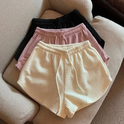 Women Shorts Summer High Elastic Lace Up Drawstring Wide Leg Sweat Short  Shorts for Women  Women Clothing  Womens Shorts