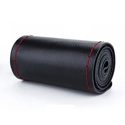 1PC Faça você mesmo, capas de volante de couro de fibra macia, universais, com agulhas e linha, acessórios interiores de carro