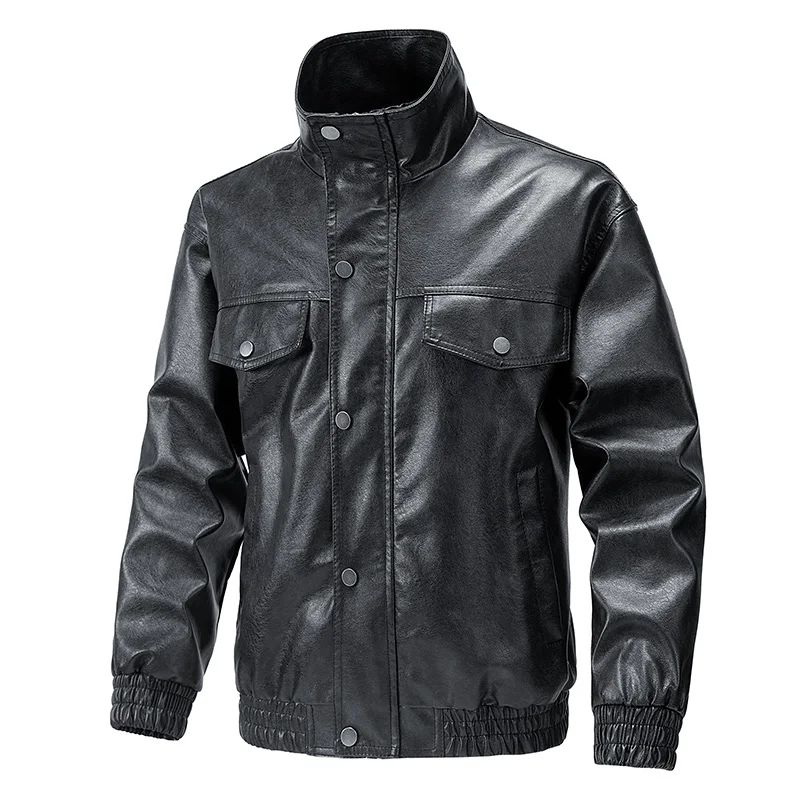 New Retro High Street Versatile Couple Motorcycle Fashionable Breathable Coat Winter Men Handsome Trendy Leather Jacket Comfort