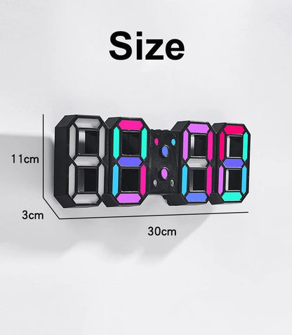 3D LED Digital Wall Clock RGB Modern Design Living Room Decor Date/Temperature Table Alarm Nightlight Brightness Desktop Clocks