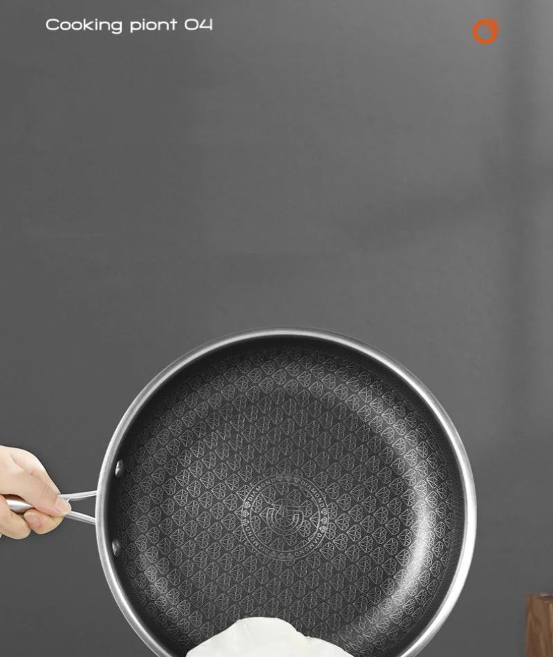 Panela de Fritura Antiaderente Giyoca Honeycomb Wok Não Revestida Aço Inoxidável 316 Utensílios de Cozinha Domésticos Multifuncionais Universais para Fogões