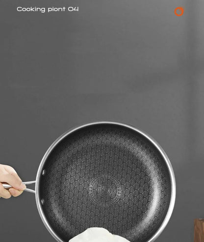 Panela de Fritura Antiaderente Giyoca Honeycomb Wok Não Revestida Aço Inoxidável 316 Utensílios de Cozinha Domésticos Multifuncionais Universais para Fogões