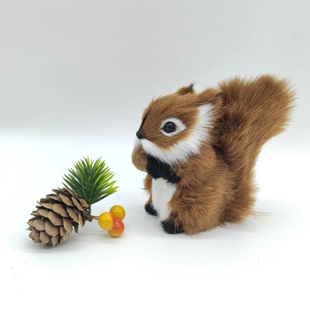 Simulation Squirrel Animal Figurines Christmas Artificial Squirrel Ornament Christmas New Year Party Desktop Decoration