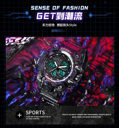 Hot shopping Teenage Men's Junior High School Student Fashion Trend Black Technology Sports Glow Men's Electronic Watch