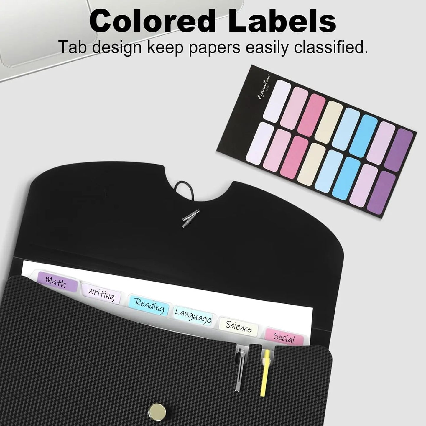 Expandable File Folder, Letter Size Organ Organizer, 5 File Pockets, Portable Organizer for School Office Supplies