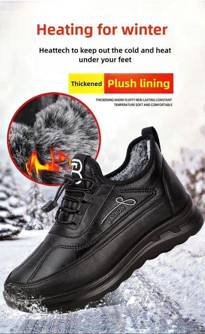 Winter Fashion Men's Shoes Warm Plush  Men's Black Waterproof Zapatillas Hombre Comfortable Men's Walking Shoes