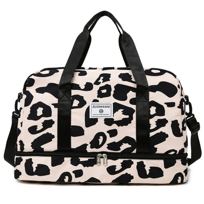 Portable Large Capacity Travel Duffle Bag Nylon with Animal Print Weekender Overnight Bag Waterproof Storage Bag Sports Gym