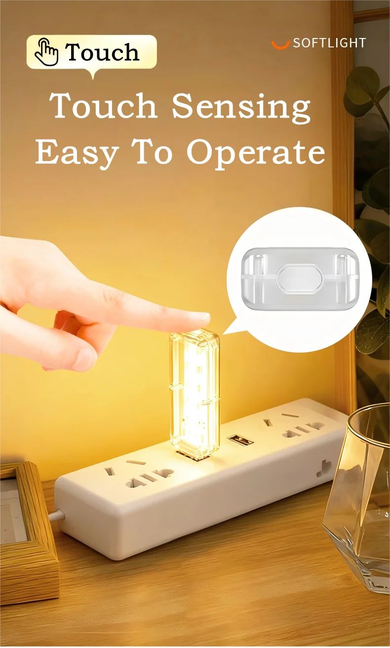 10LEDs USB Touch Dimming Night Light 5V Portable 3000K/6500K Bulb for Bedroom Study PC Laptop Mobile Power Bank Plug in Lighting
