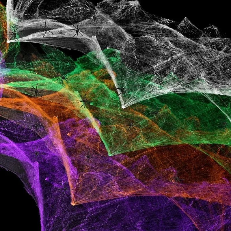 Artificial Spider Web Halloween Decoration Scary Party Scene Props White Stretchy Cobweb Horror House Home Decora Accessories