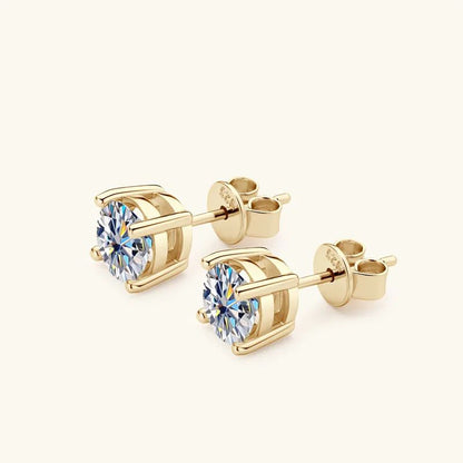 Brinco de Moissanite Real 0.5-2ct de Diamante em Prata 925 Banhado a Ouro Amarelo Brinco de Casamento Feminino Joia de Luxo com GRA