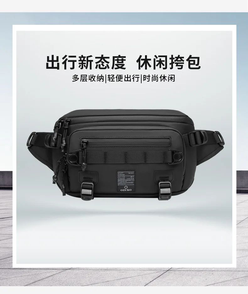 OZUKO  Tactical bag Fanny Pack Outdoor Sports Tactical  Multifunction Waterproof Male Chest Bag Mens Crossbody Bags