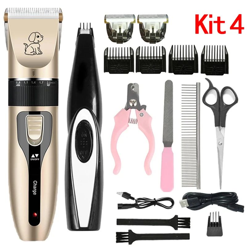 Máquina de Tosa Elétrica para Cães, Kit de Cuidados para Animais de Estimação Recarregável, Aparador de Pelos para Gatos, Cortador de Pelos, Removedor Silencioso, Máquina de Lixar Unhas