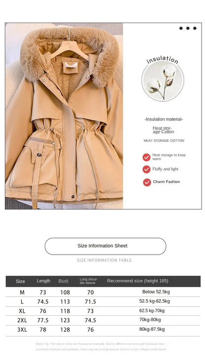 2024 New Autumn and Winter Lined Hood Down Jacket Winter Coat for Women Warm Drawstring Padded Parkas  Female Puffer Outwear