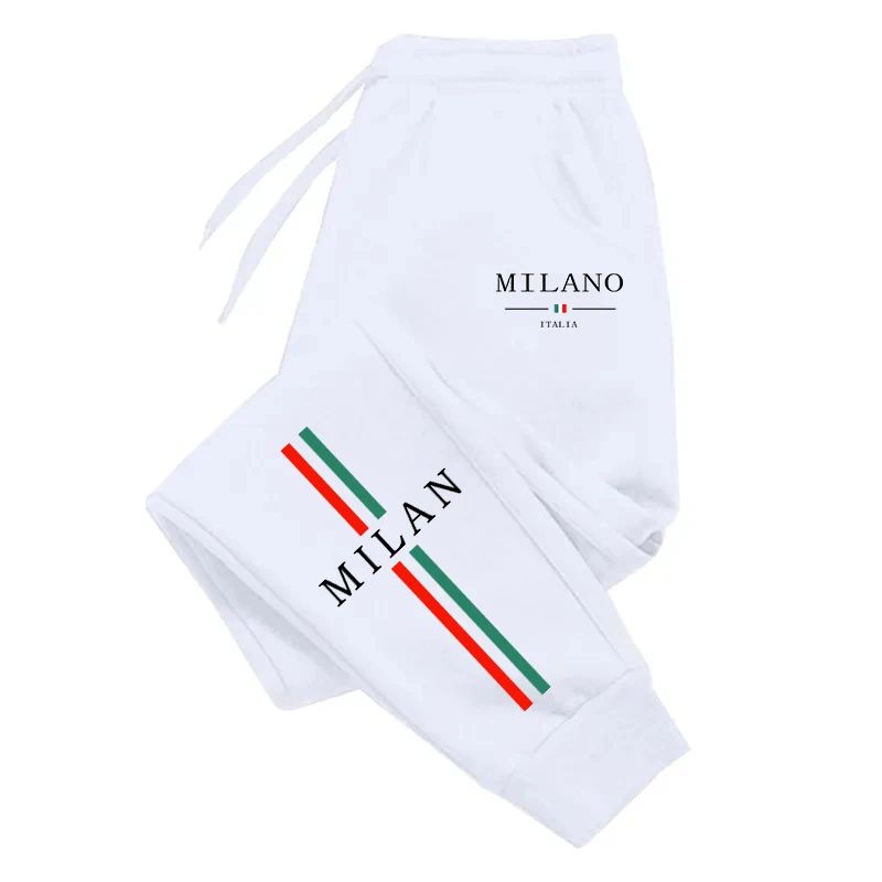 Calças Jogger Masculinas com Estampa da Cidade de Milão, Venda Quente 2025, de Alta Qualidade, Outono Inverno, Casuais, Esportivas, para Corrida ao Ar Livre