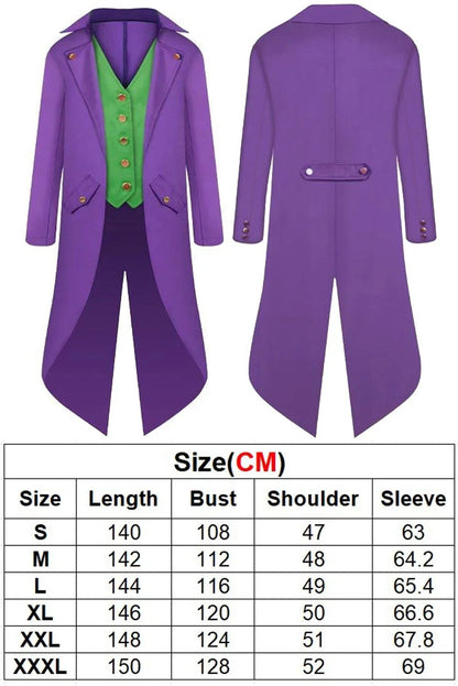 Movie Super Villain Costume Disguise Joker Cosplay Fantasy Tuxedo Jacket Vest Suit Adult Children Men Cosplay Roleplay Fantasia