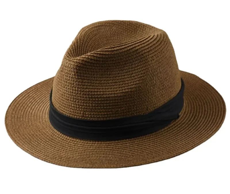 Chapéus de Sol Grandes Oversize para Homens Mulheres Praia Panamá Aba Larga Chapéu de Palha Senhora Chapéus de Sol de Verão Plus Size Chapéu Fedora 55-57cm 58-60cm