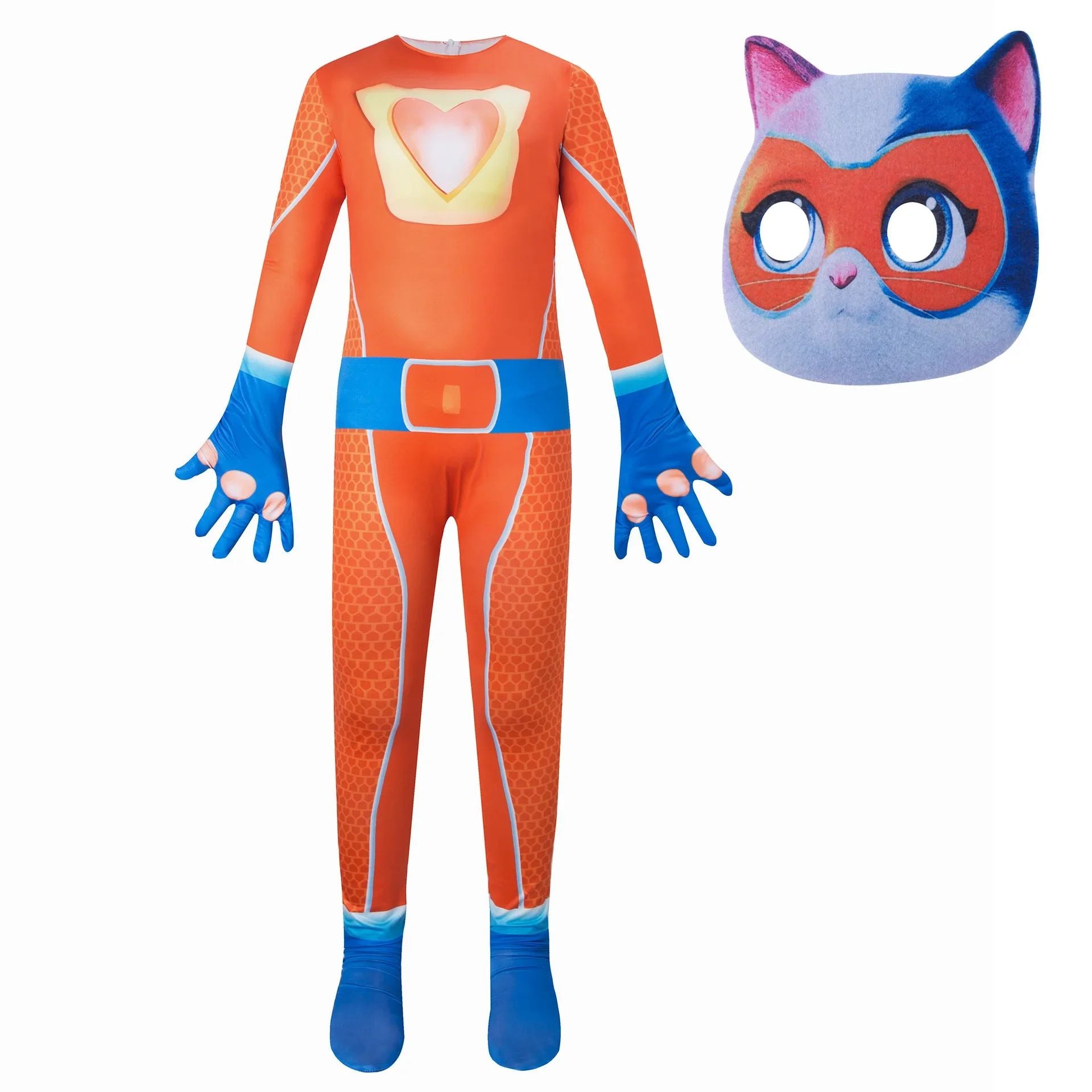 Halloween SuperKitties jumpsuit tight fitting costume stage performance costume Super Cat Jumpsuit Super Kitties Cosplay Costume
