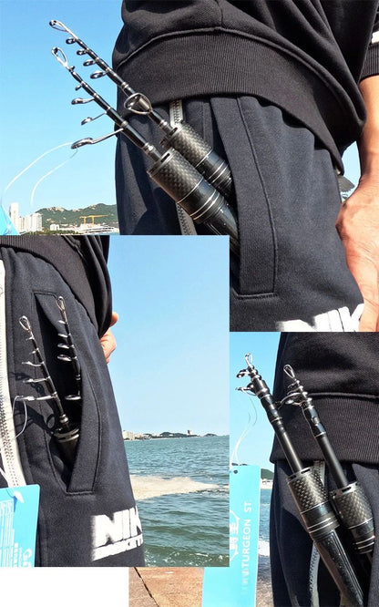 Vara de pesca curta portátil de micro haste de 28 cm, haste branca, com carretel de pesca telescópico ejetor, material de pesca