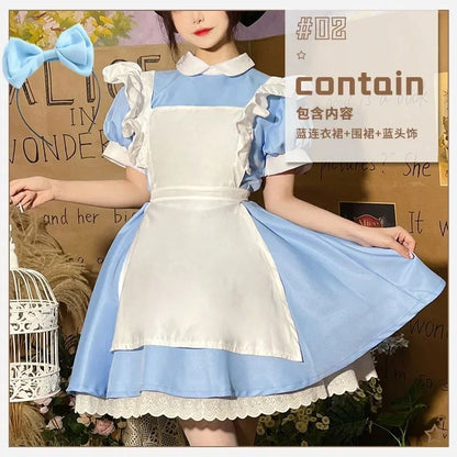 Lolita Dress Maid Apron Fantasia Halloween Carnival Party Costume for Women Masquerade Party Alice In Wonderland Cosplay Costume