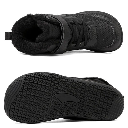 New Children's wide toe barefoot snow boots Little/Big/Kid Wide Toe Minimalist Sneakers Girls waterproof high-top cotton shoes