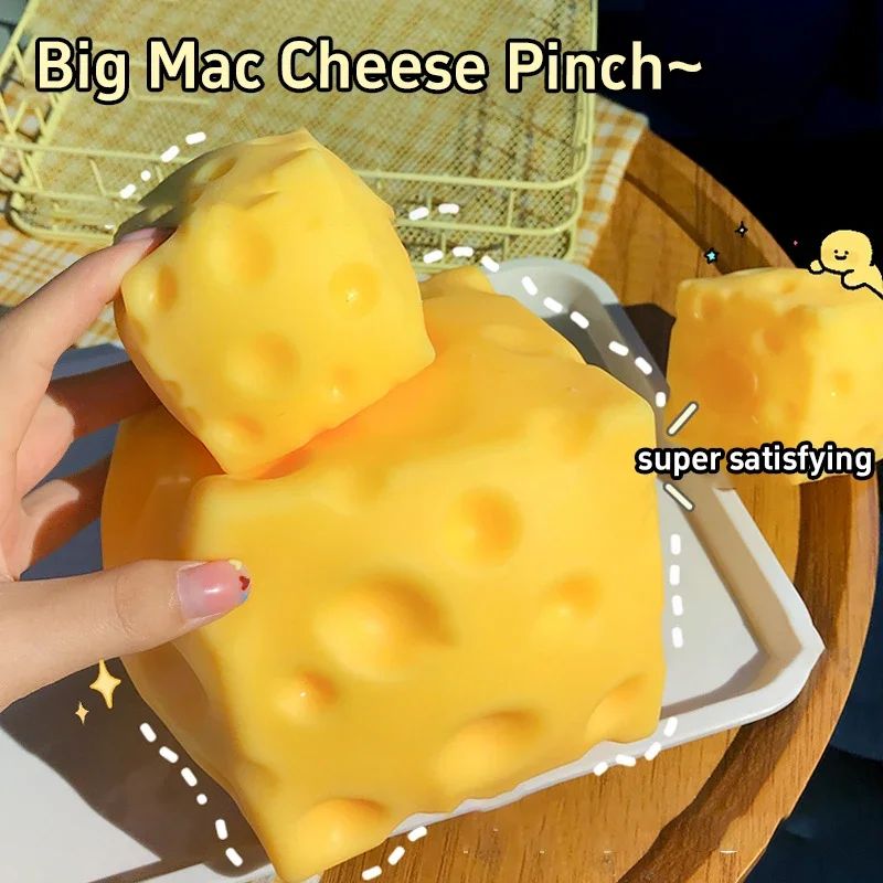 1/2pcs Simulate Cheese Slow Rebound Pinching Office Decompression Relax Slow Rebound Cheese Pinching Ornament Decompress Knead